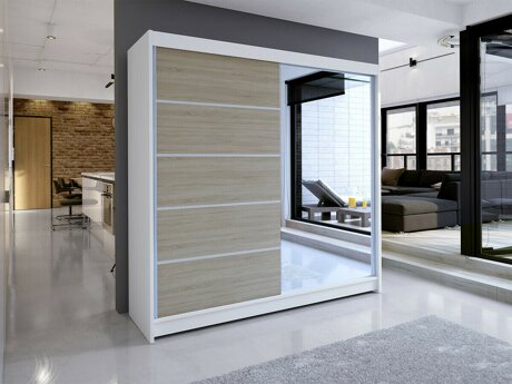 Kleiderschrank Closico 142 (Weiss + Sonoma eichenholz)