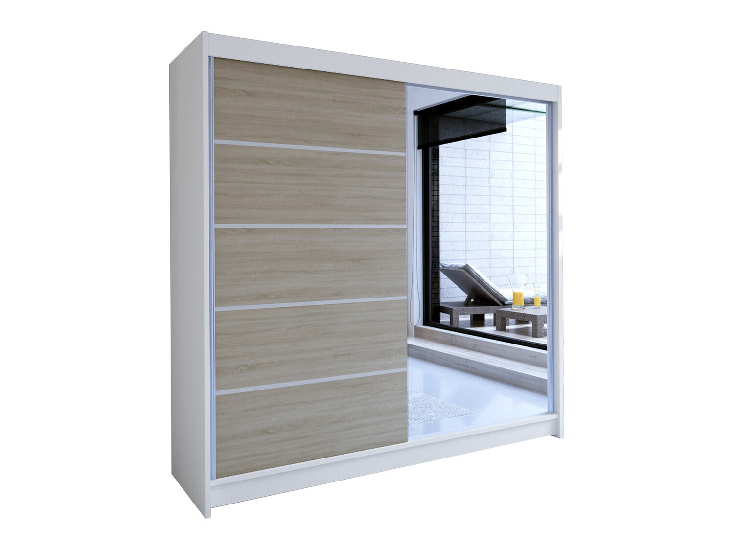 Kleiderschrank Closico Cavaris III (Weiss + Sonoma-Eiche)