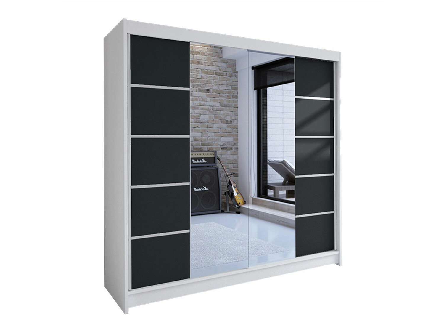 Kleiderschrank Closico 154 (Weiss + Schwarz)