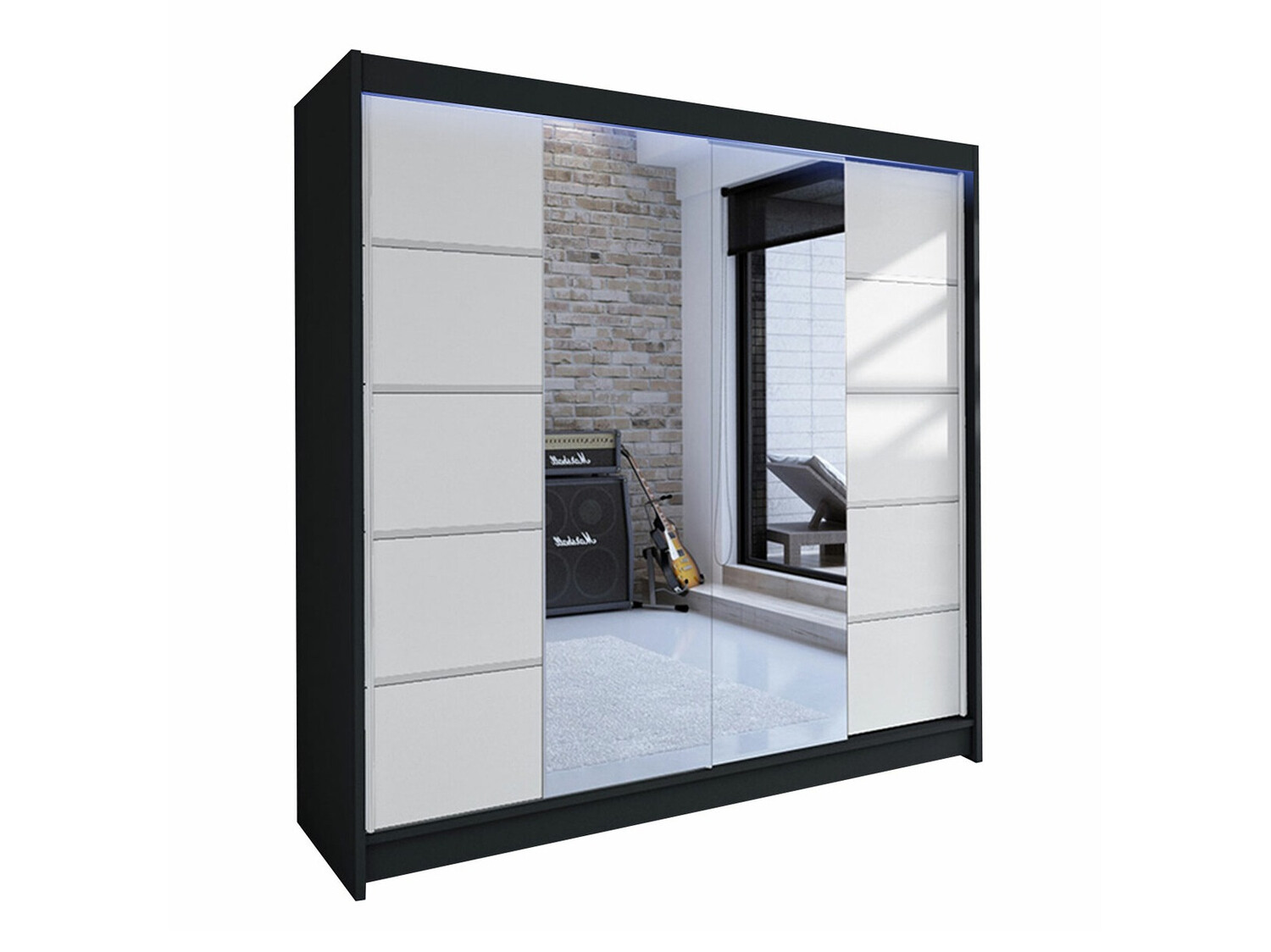 Kleiderschrank Closico Cavaris V (Schwarz + Weiss)