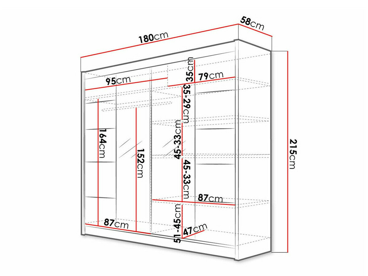 Kleiderschrank Closico Cavaris V (Weiss + Schwarz)