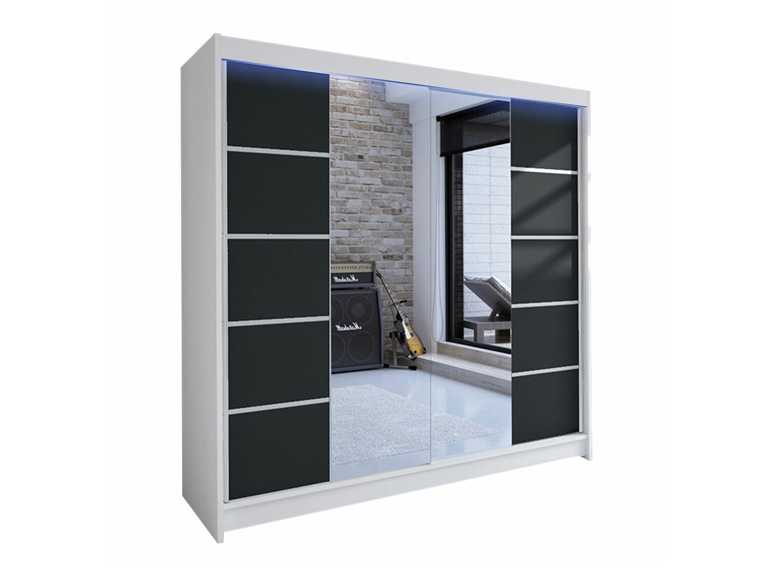 Kleiderschrank Closico Cavaris V (Weiss + Schwarz)