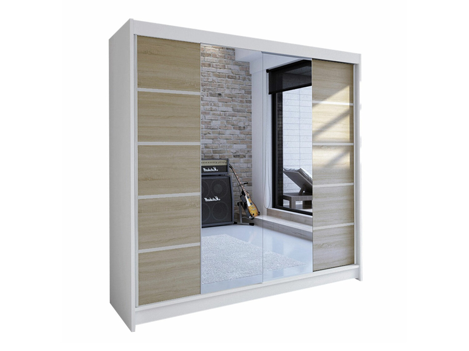 Kleiderschrank Closico Cavaris V (Weiss + Sonoma eichenholz)