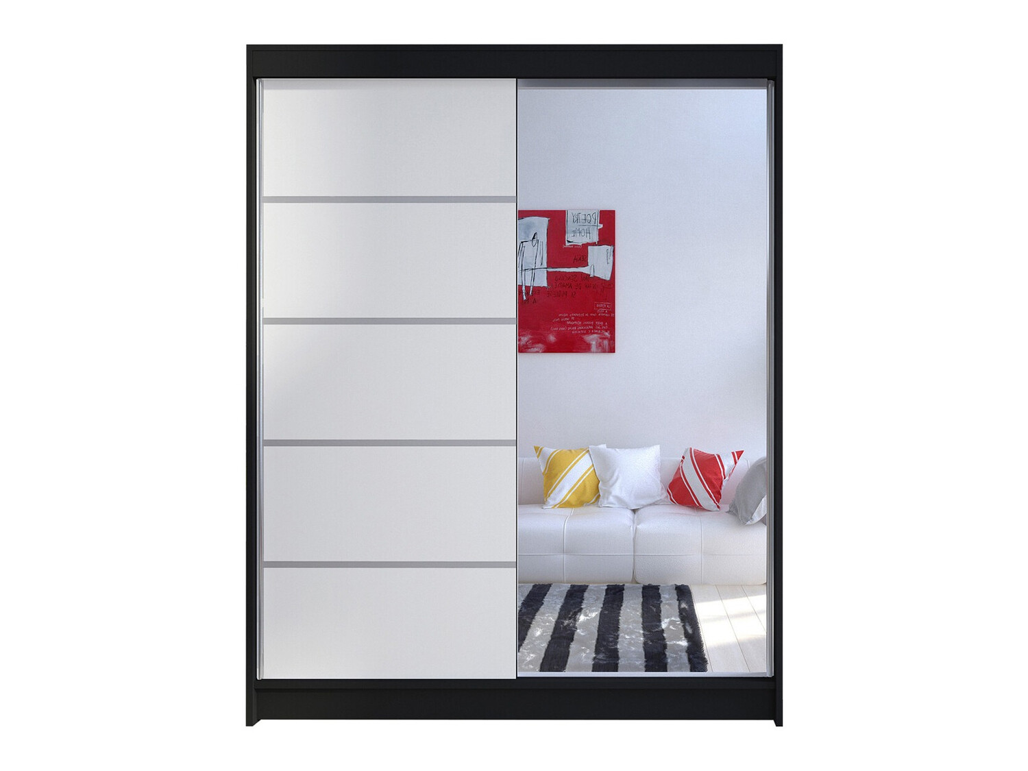 Kleiderschrank Closico 143 (Schwarz + Weiss)