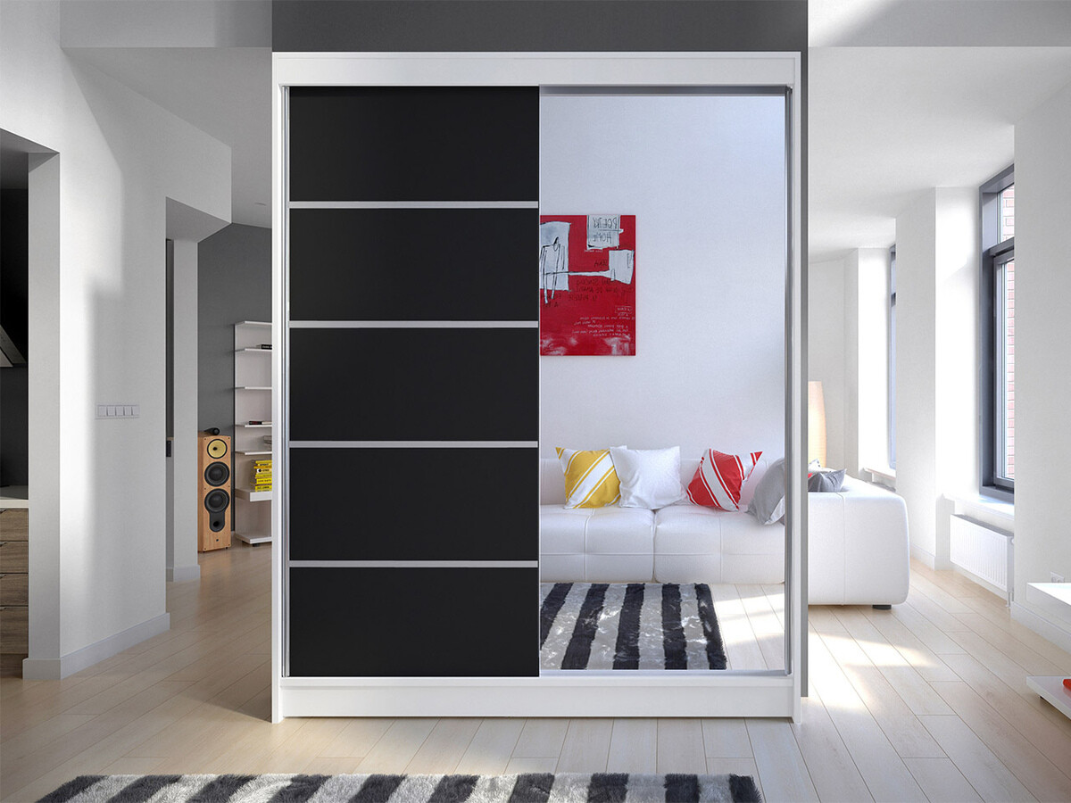 Kleiderschrank Closico Vastor III (Weiss + Schwarz)