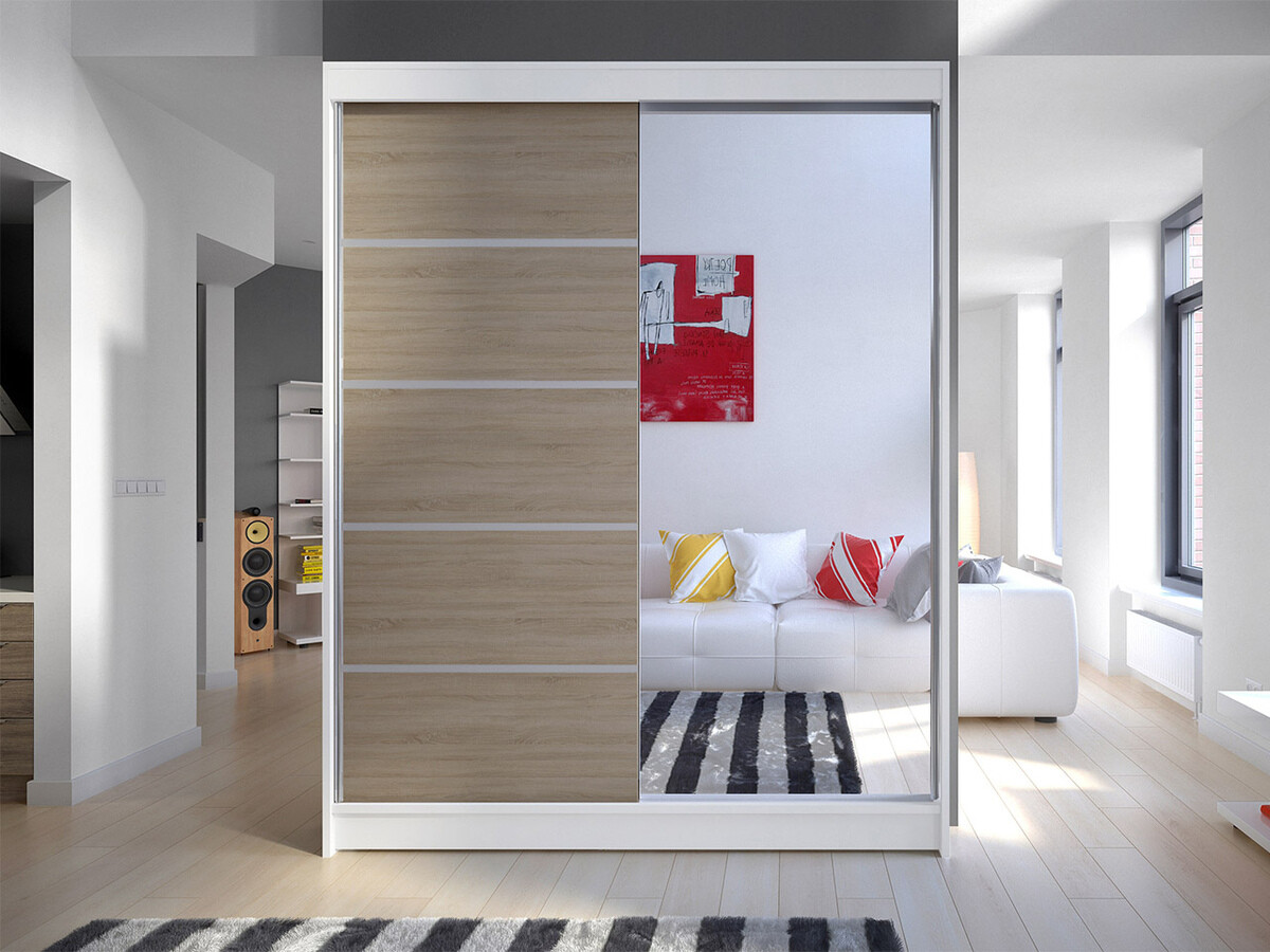 Kleiderschrank Closico Vastor III (Weiss + Sonoma-Eiche)