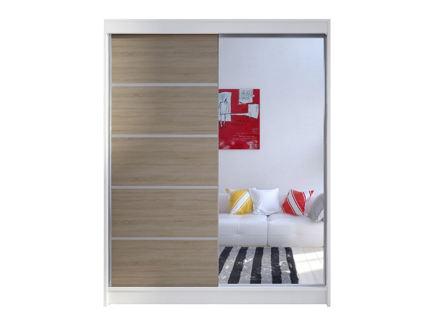 Kleiderschrank Closico Vastor III (Weiss + Sonoma-Eiche)