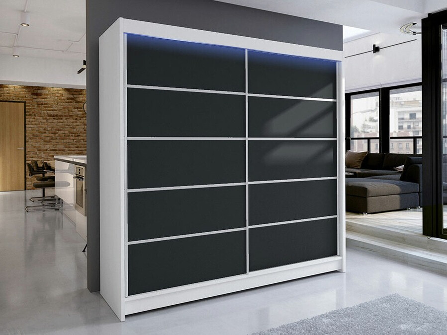 Kleiderschrank Closico 153 (Weiss + Schwarz)