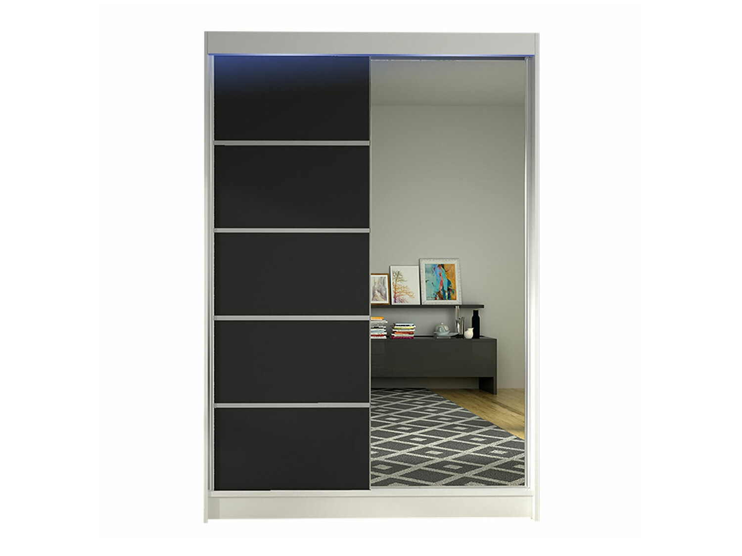 Kleiderschrank Closico Salvor III (Weiss + Schwarz)