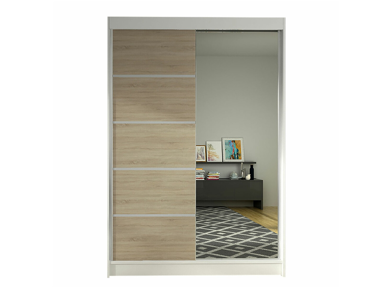Kleiderschrank Closico Salvor III (Weiss + Sonoma eichenholz)