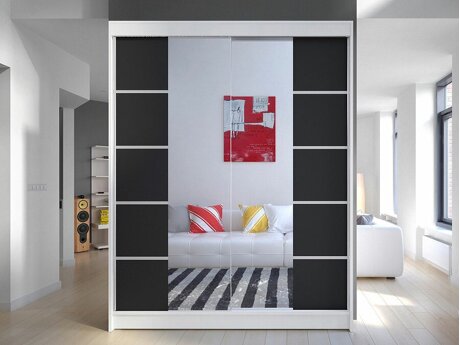 Kleiderschrank Closico 146 (Weiss + Schwarz)