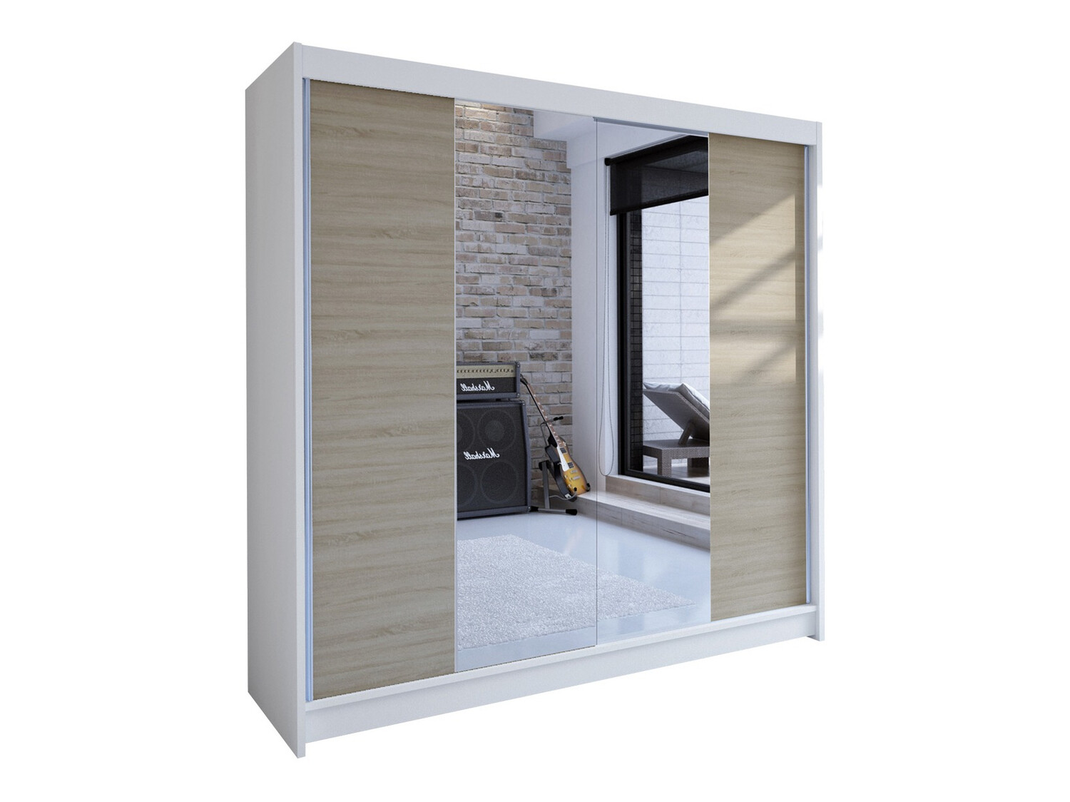 Kleiderschrank Closico Cavaris II (Weiss + Sonoma-Eiche)