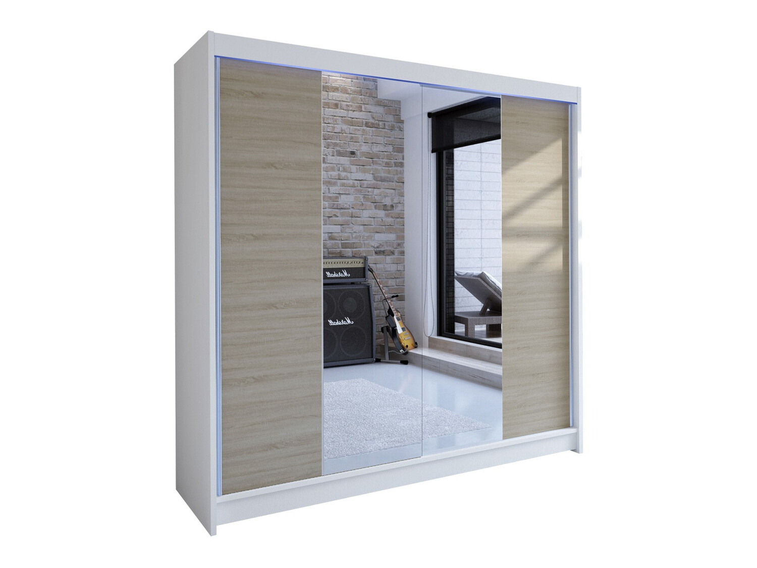 Kleiderschrank Closico Cavaris II (Weiss + Sonoma-Eiche)