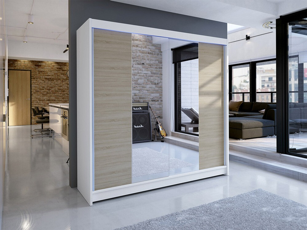 Kleiderschrank Closico Cavaris II (Weiss + Sonoma eichenholz)