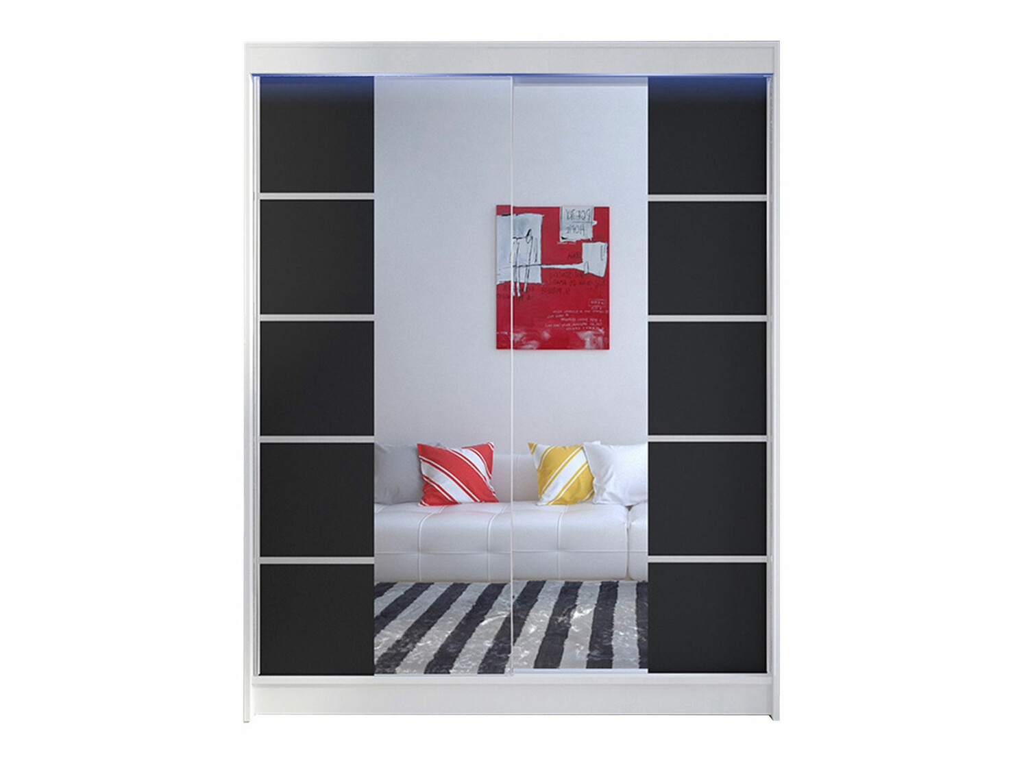 Kleiderschrank Closico Vastor V (Weiss + Schwarz)