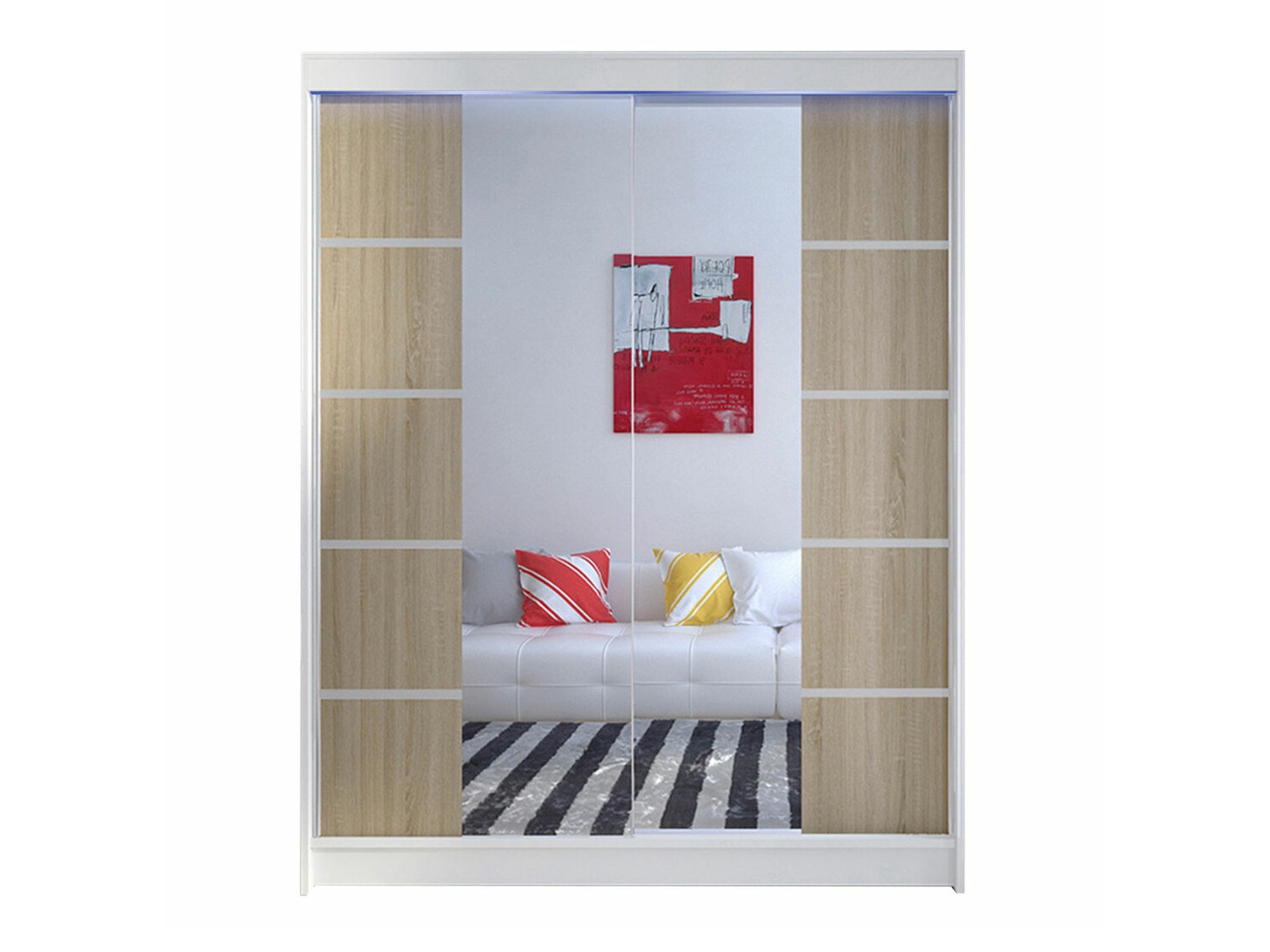 Kleiderschrank Closico Vastor V (Weiss + Sonoma-Eiche)