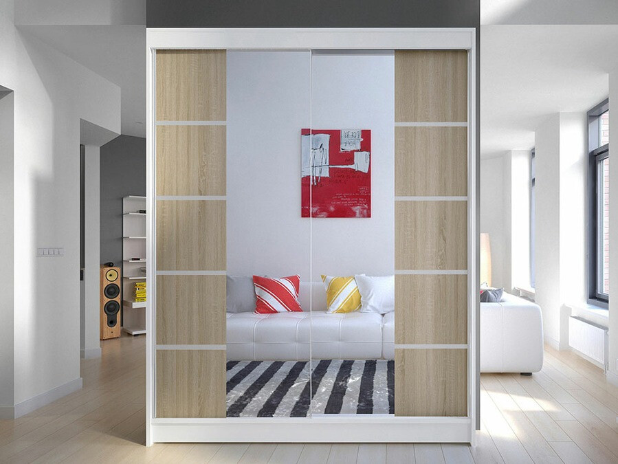 Kleiderschrank Closico Vastor V (Weiss + Sonoma-Eiche)