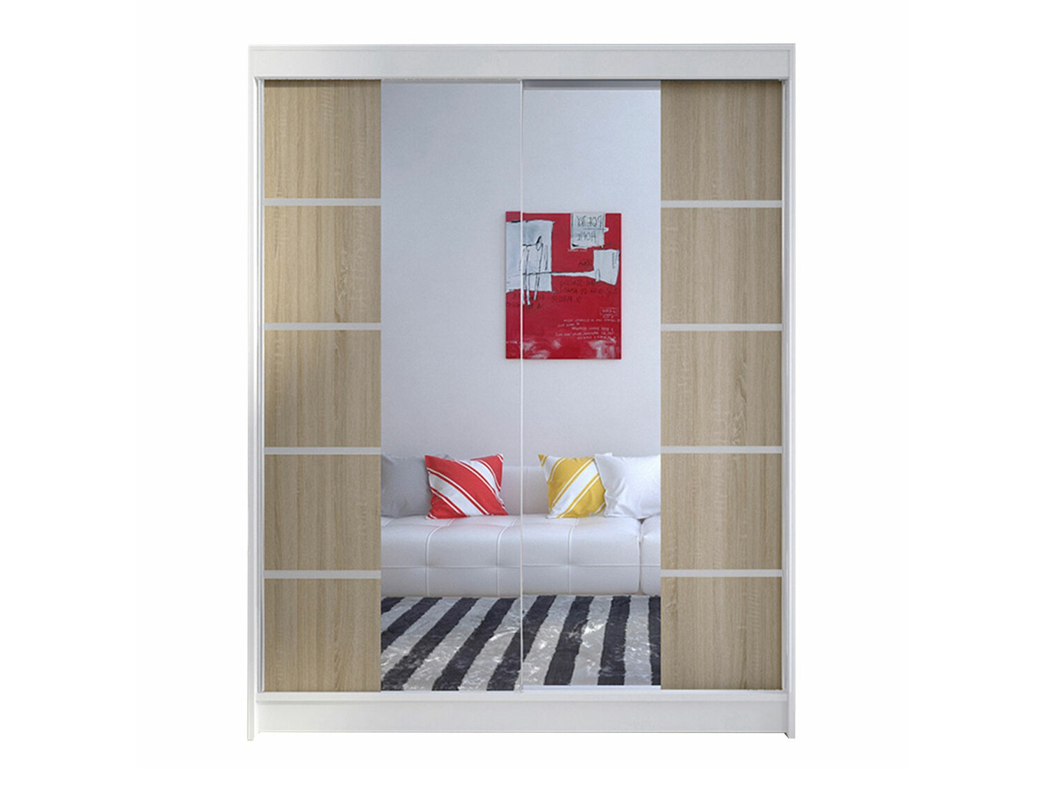 Kleiderschrank Closico Vastor V (Weiss + Sonoma-Eiche)
