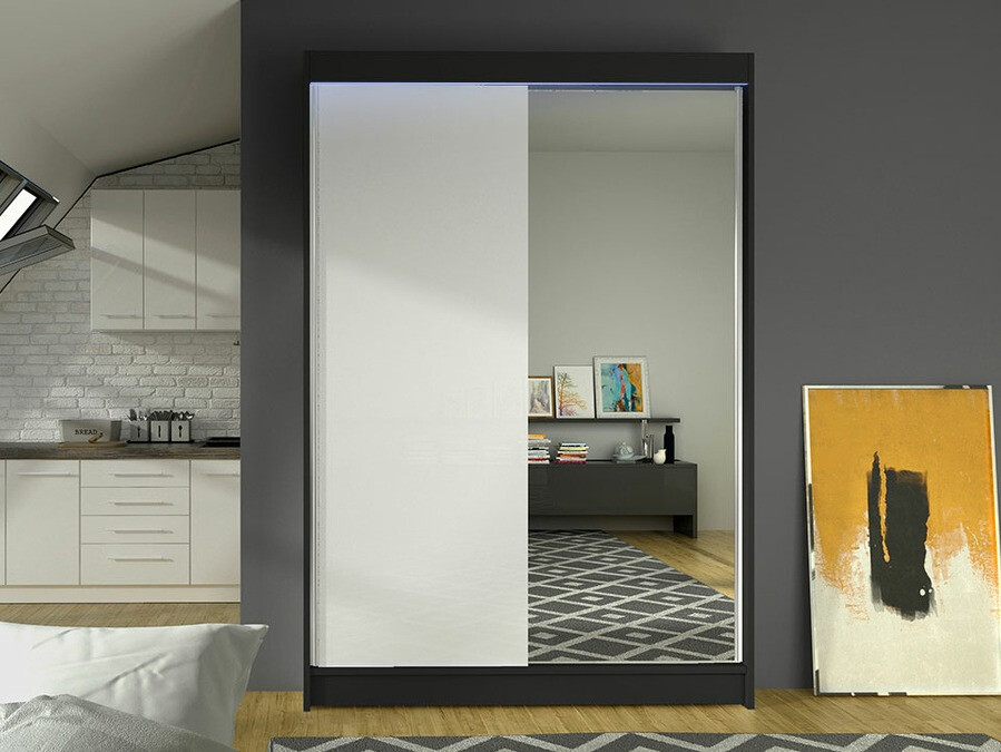 Kleiderschrank Closico 147 (Schwarz + Weiss)