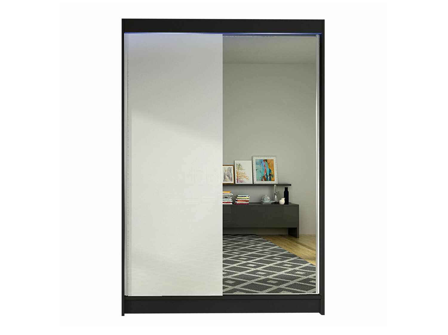 Kleiderschrank Closico 147 (Schwarz + Weiss)