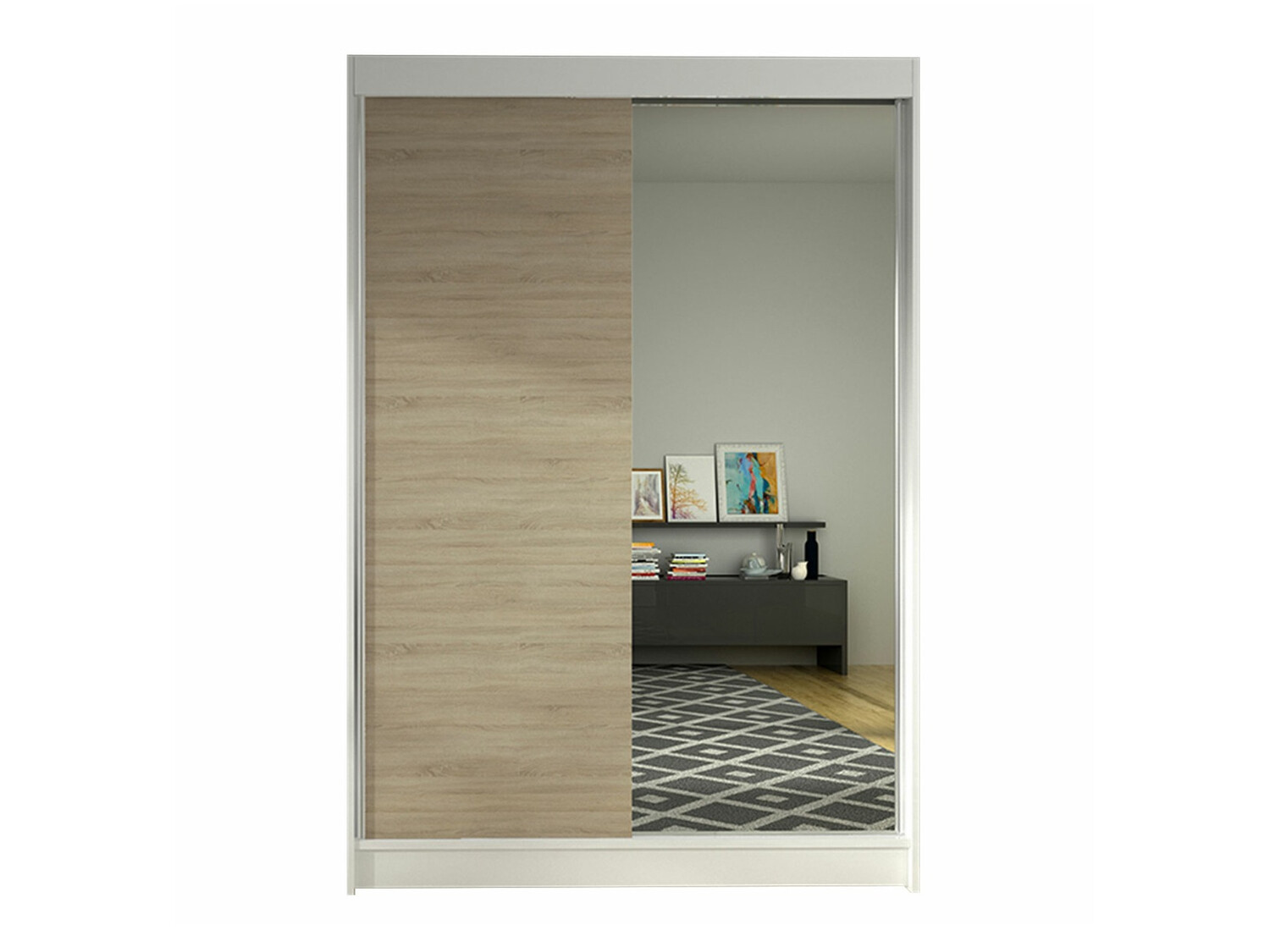 Kleiderschrank Closico Salvor I (Weiss + Sonoma eichenholz)