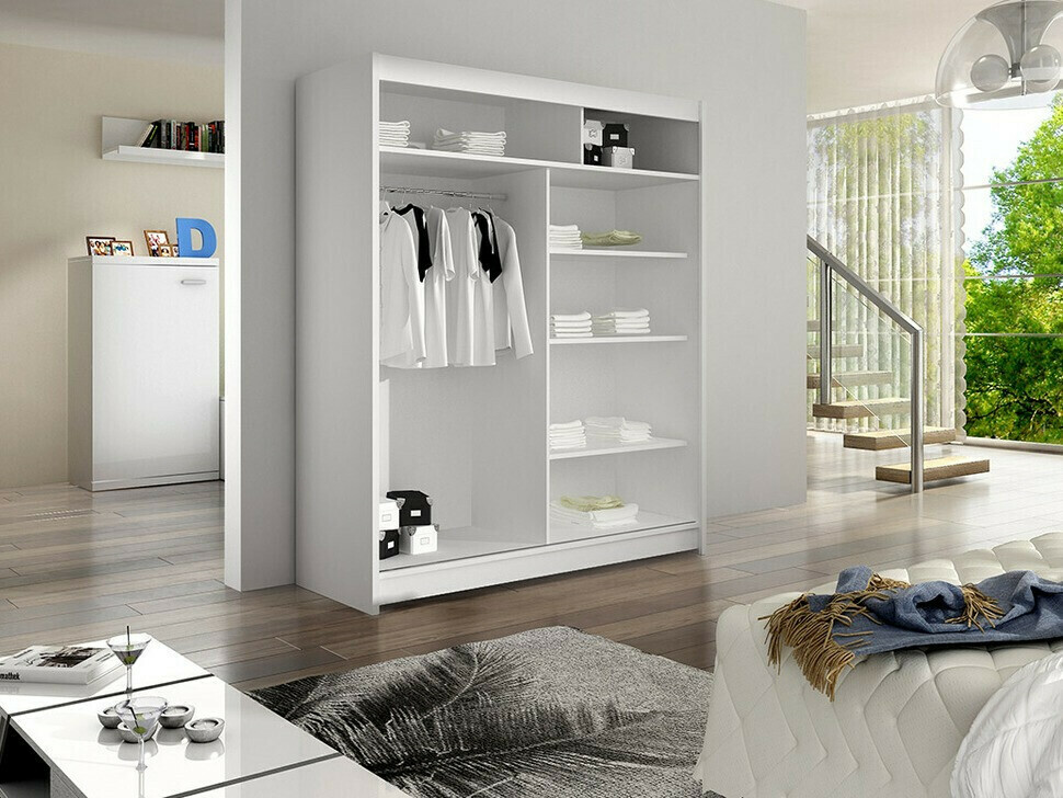 Kleiderschrank Closico 145 (Weiss + Schwarz)