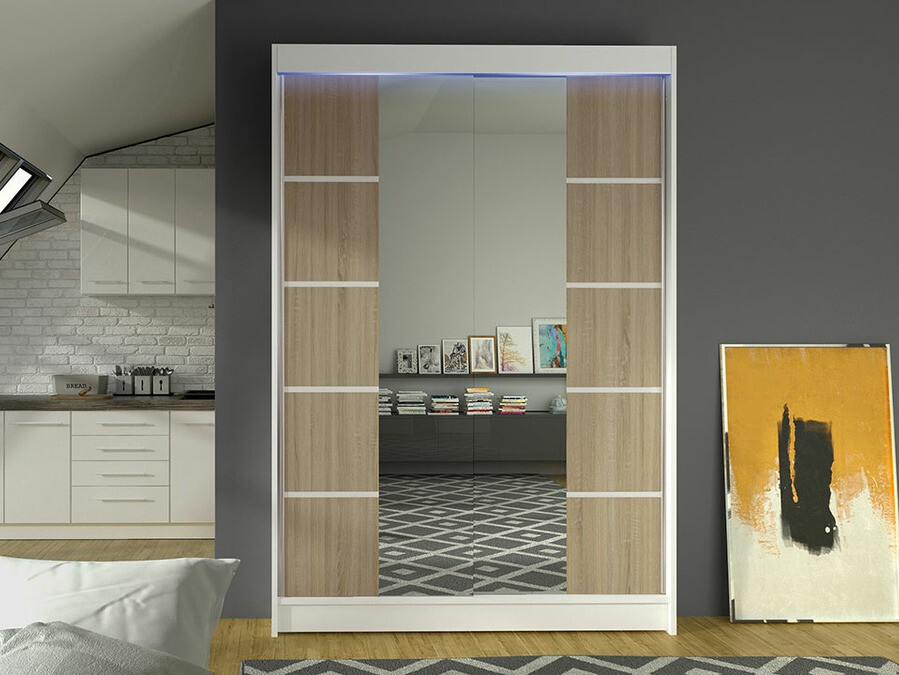 Kleiderschrank Closico 151 (Weiss + Sonoma eichenholz)