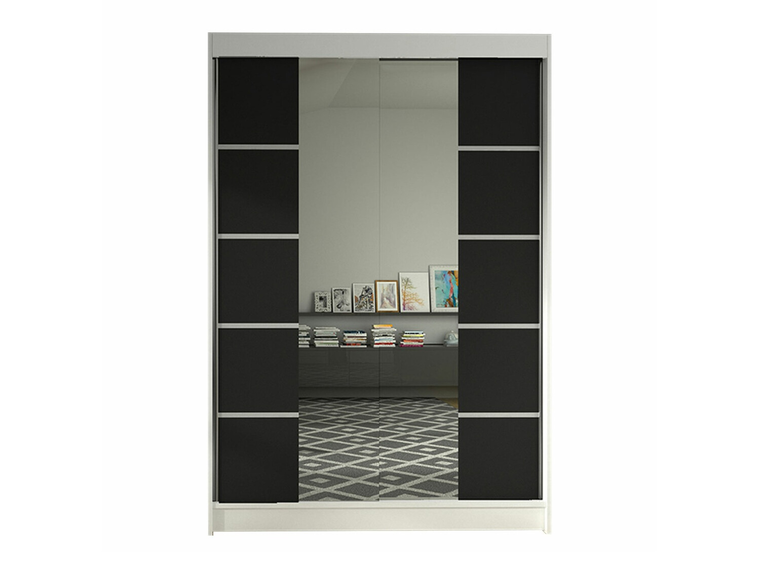 Kleiderschrank Closico Salvor V (Weiss + Schwarz)