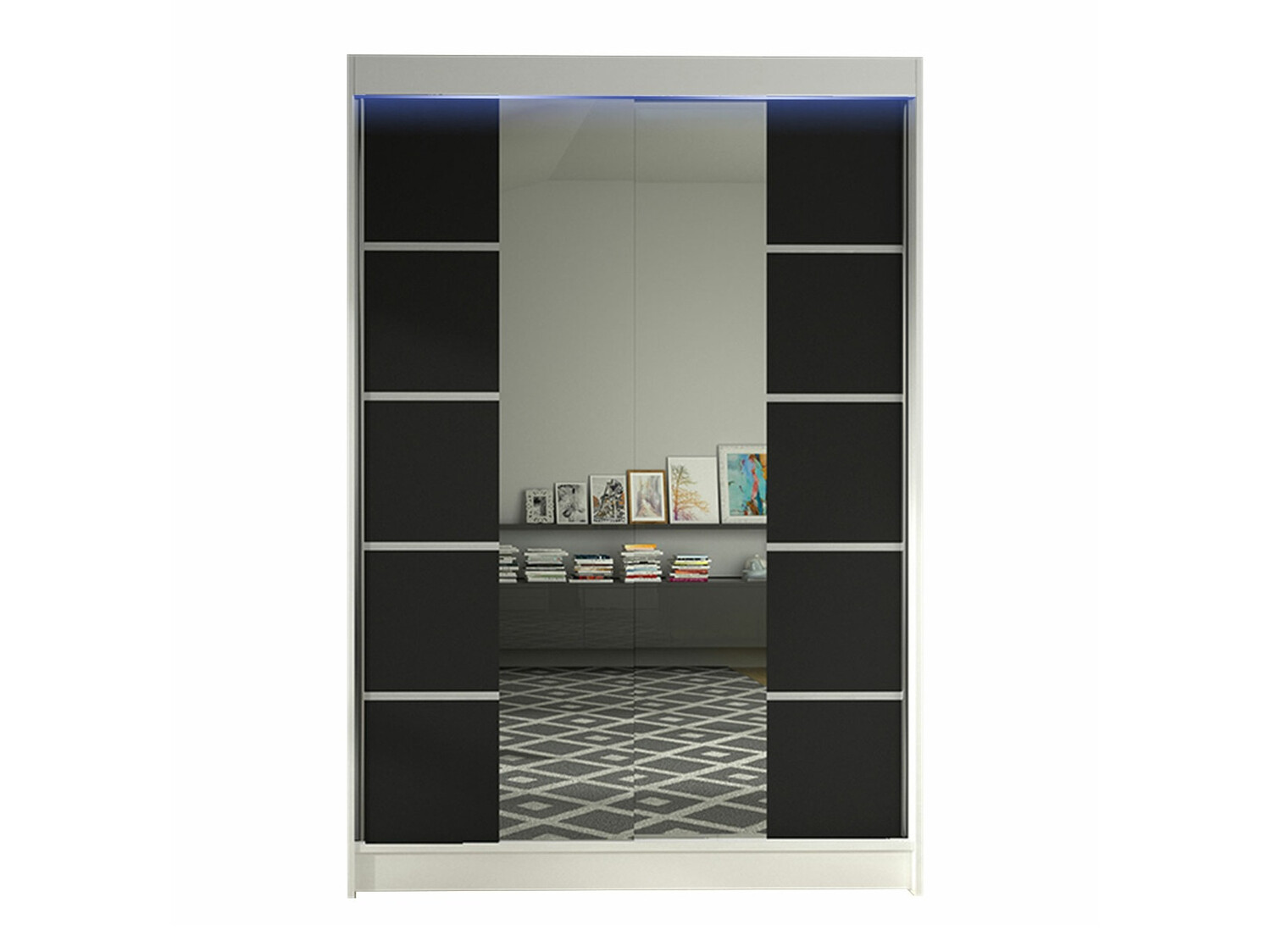 Kleiderschrank Closico Salvor V (Weiss + Schwarz)