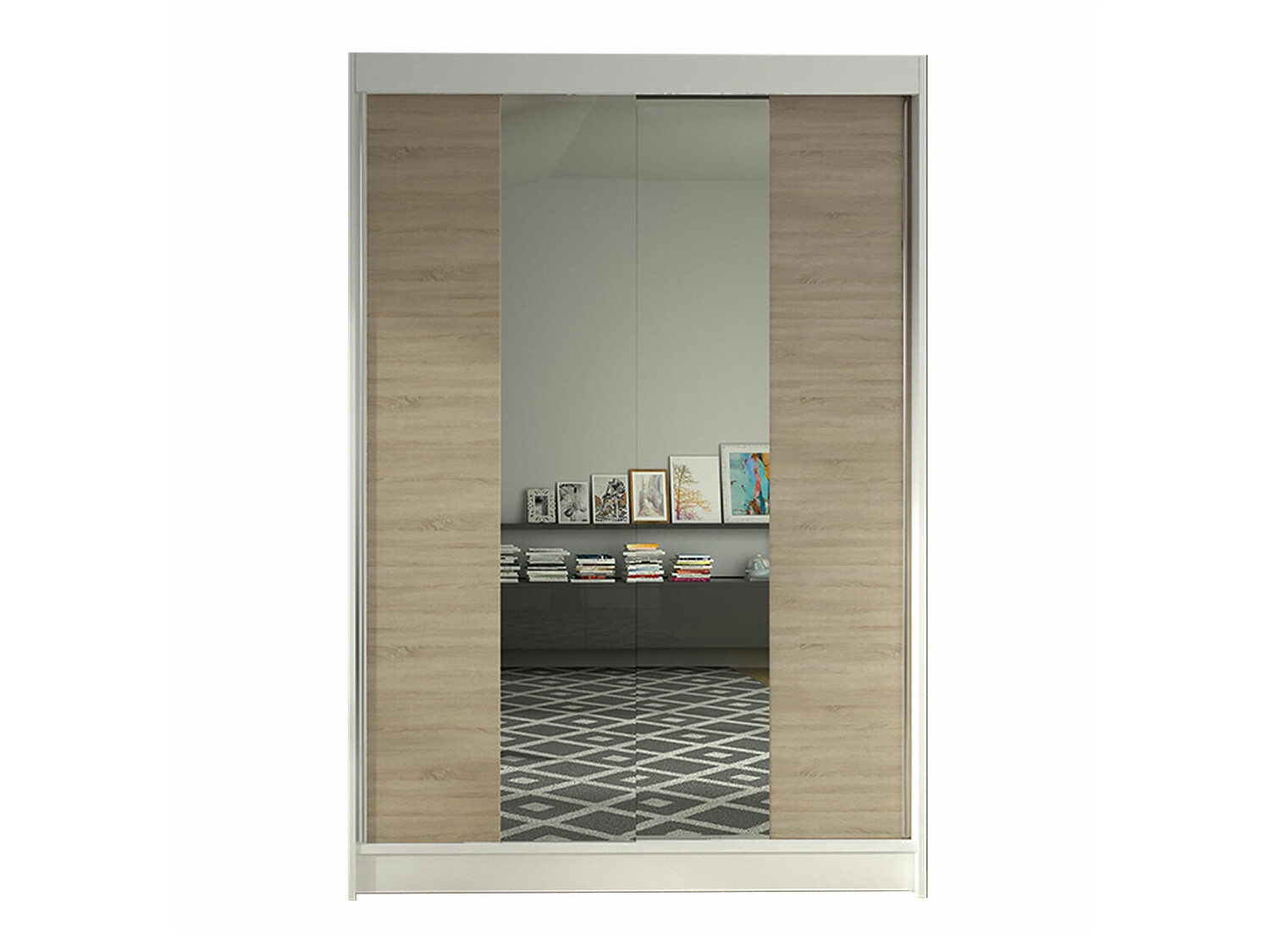 Kleiderschrank Closico 148 (Weiss + Sonoma eichenholz)