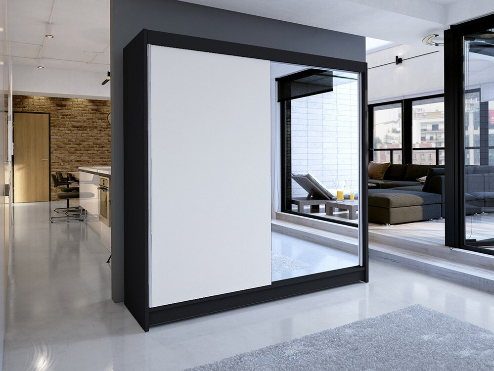 Kleiderschrank Closico Cavaris I (Schwarz + Weiss)