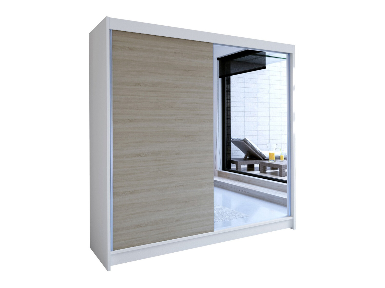 Kleiderschrank Closico Cavaris I (Weiss + Sonoma eichenholz)