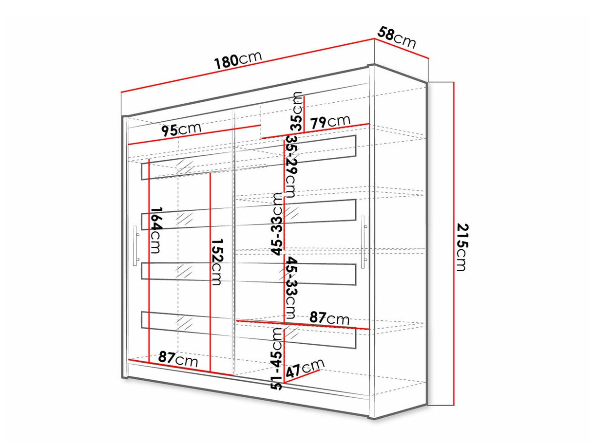 Kleiderschrank Closico Pallor XI (Weiss + Schwarz glänzend)