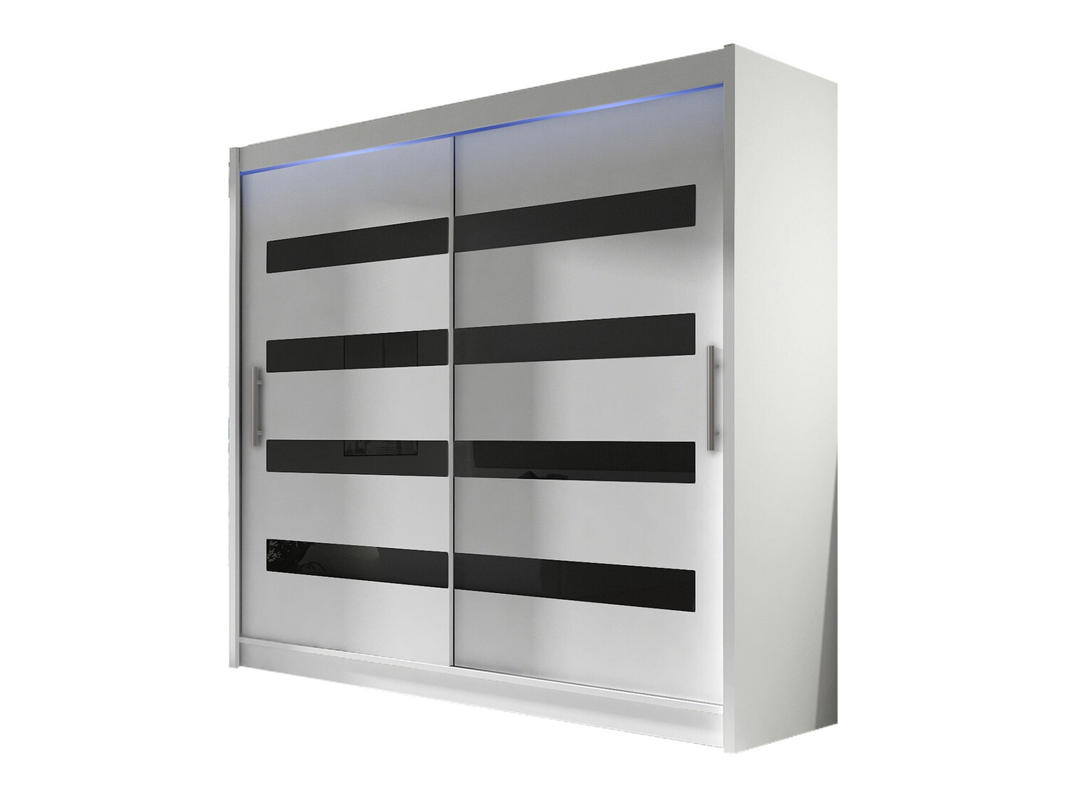 Kleiderschrank Closico Pallor XI (Weiss + Schwarz glänzend)