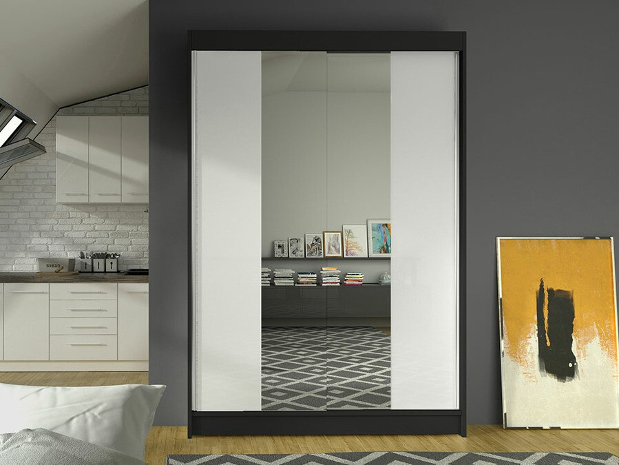 Kleiderschrank Closico Salvor II (Schwarz + Weiss)
