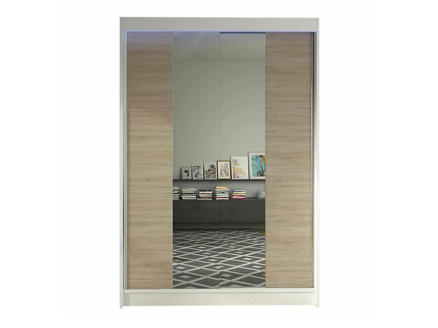Kleiderschrank Closico Salvor II (Weiss + Sonoma eichenholz)