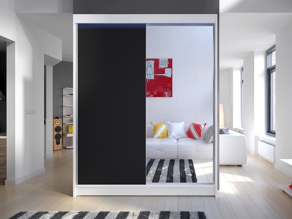 Kleiderschrank Closico Vastor I (Weiss + Schwarz)