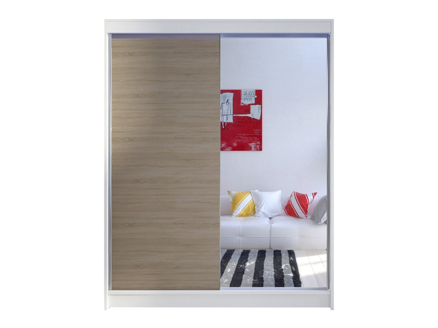 Kleiderschrank Closico Vastor I (Weiss + Sonoma-Eiche)