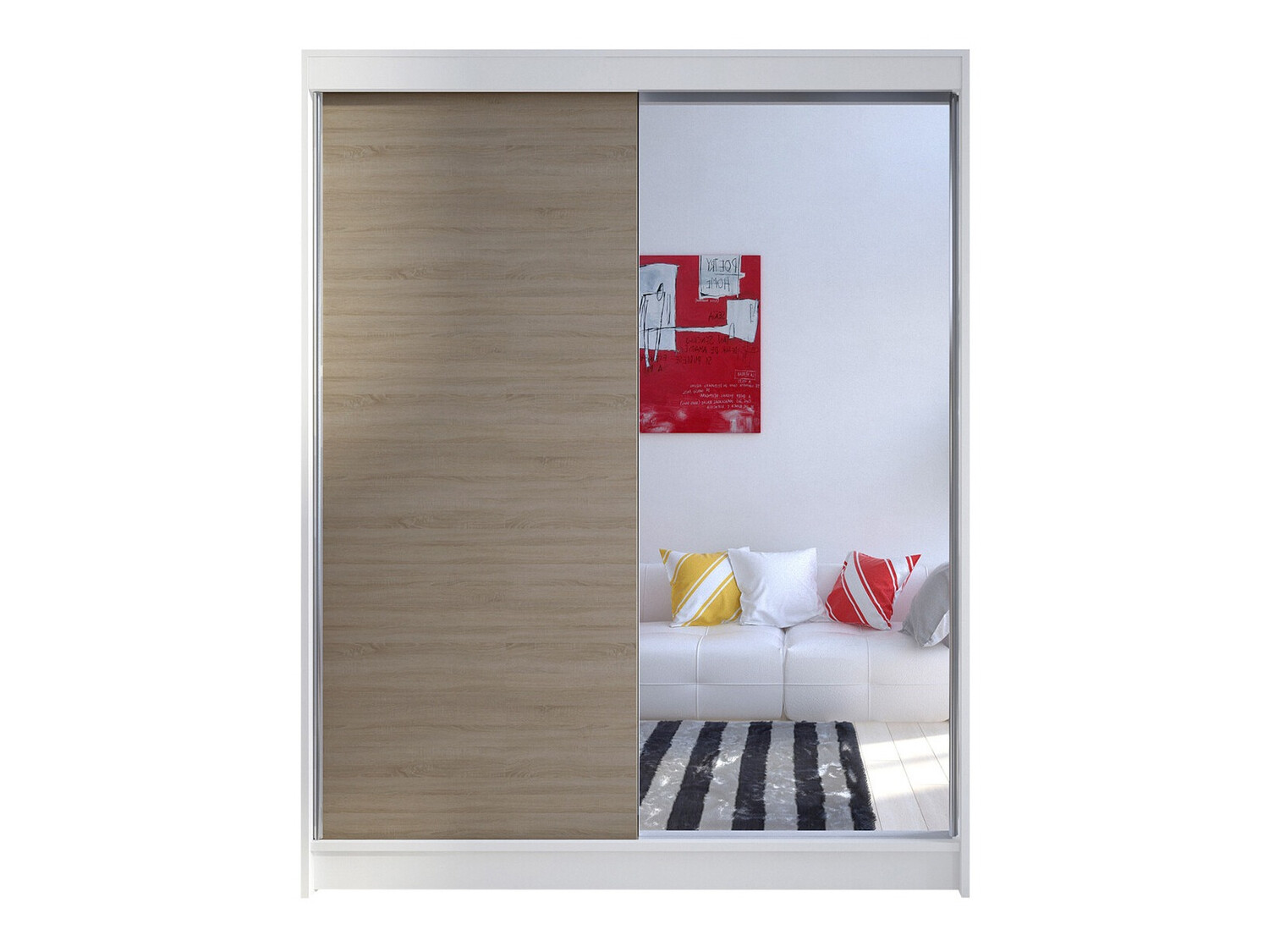 Kleiderschrank Closico Vastor I (Weiss + Sonoma eichenholz)