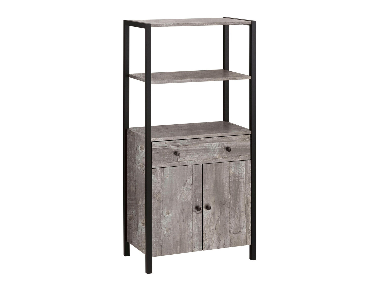 Badezimmer-Regal Larnovo 111 (Eichenholzoptik Grau + Schwarz)