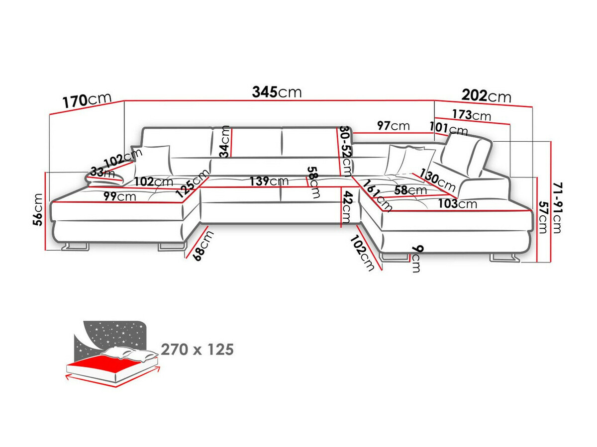 Ecksofa Comfivo Ruta VI (Venus Velvet 2927 + Miu 2041)