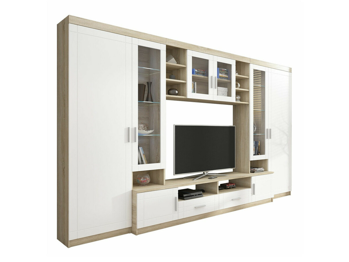 Wohnzimmer-Set Bacces (Sonoma-Eiche + Weiss)