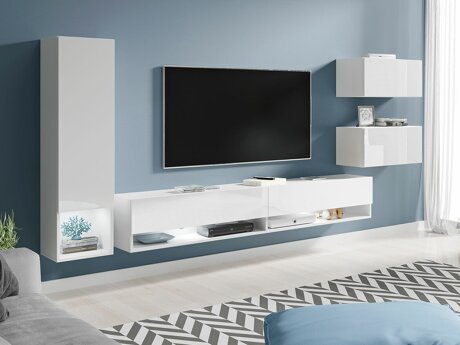 Wohnzimmer-Sets Sarasota 124 (Weiss + Weiss glänzend)