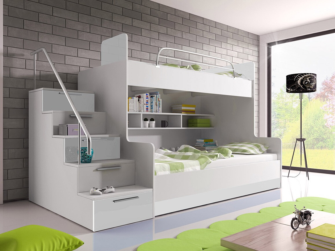 Etagenbett Campus (Weiss + Weiss glänzend)