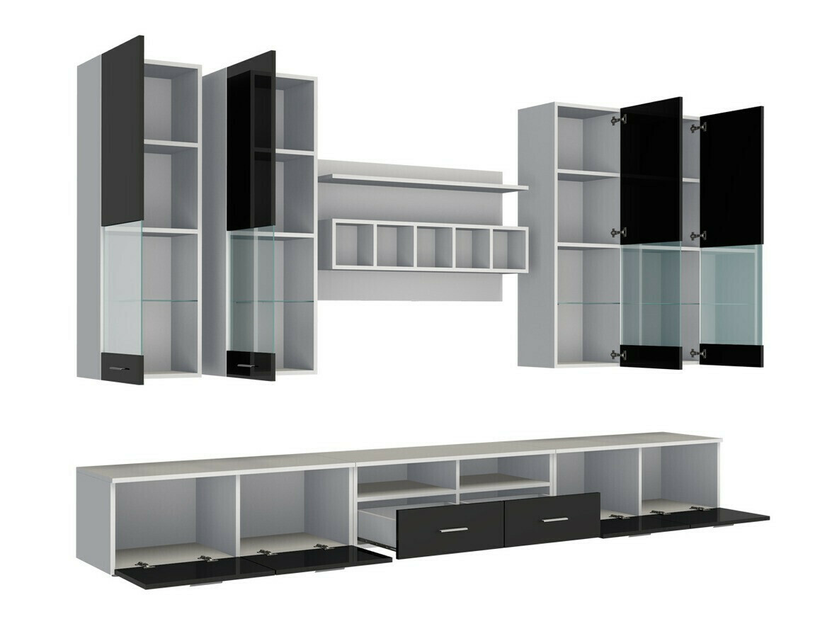 Wohnzimmer-Sets Caelum (Weiss + Weiss glänzend)