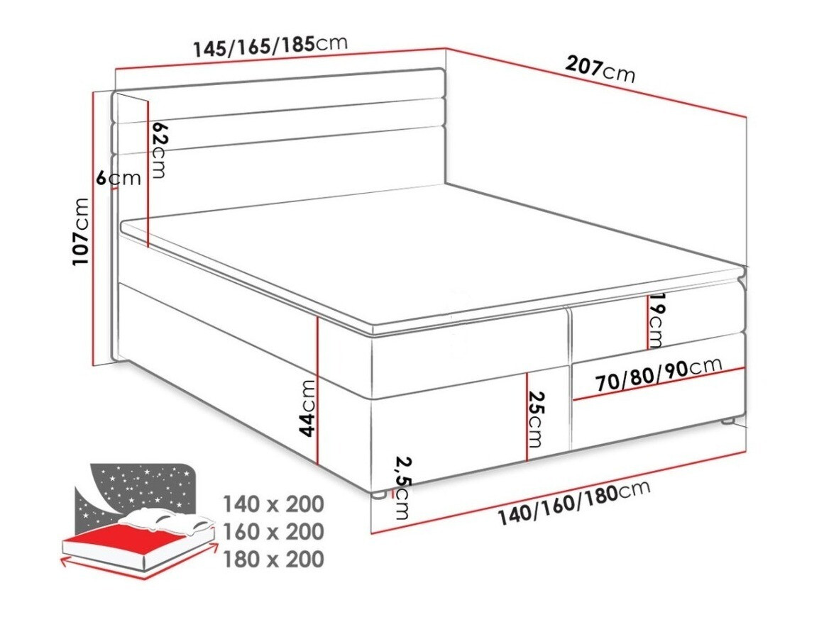 Boxspringbett Memphis 101 (Lawa 05 + Soft 011)