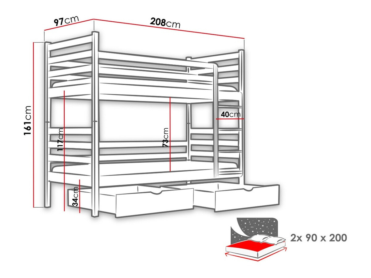 Etagenbett Vista 101 (Kiefernholzoptik)