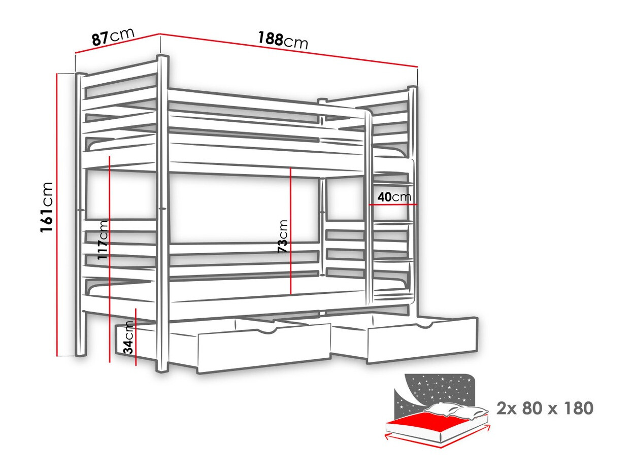Etagenbett Vista 101 (Weiss)