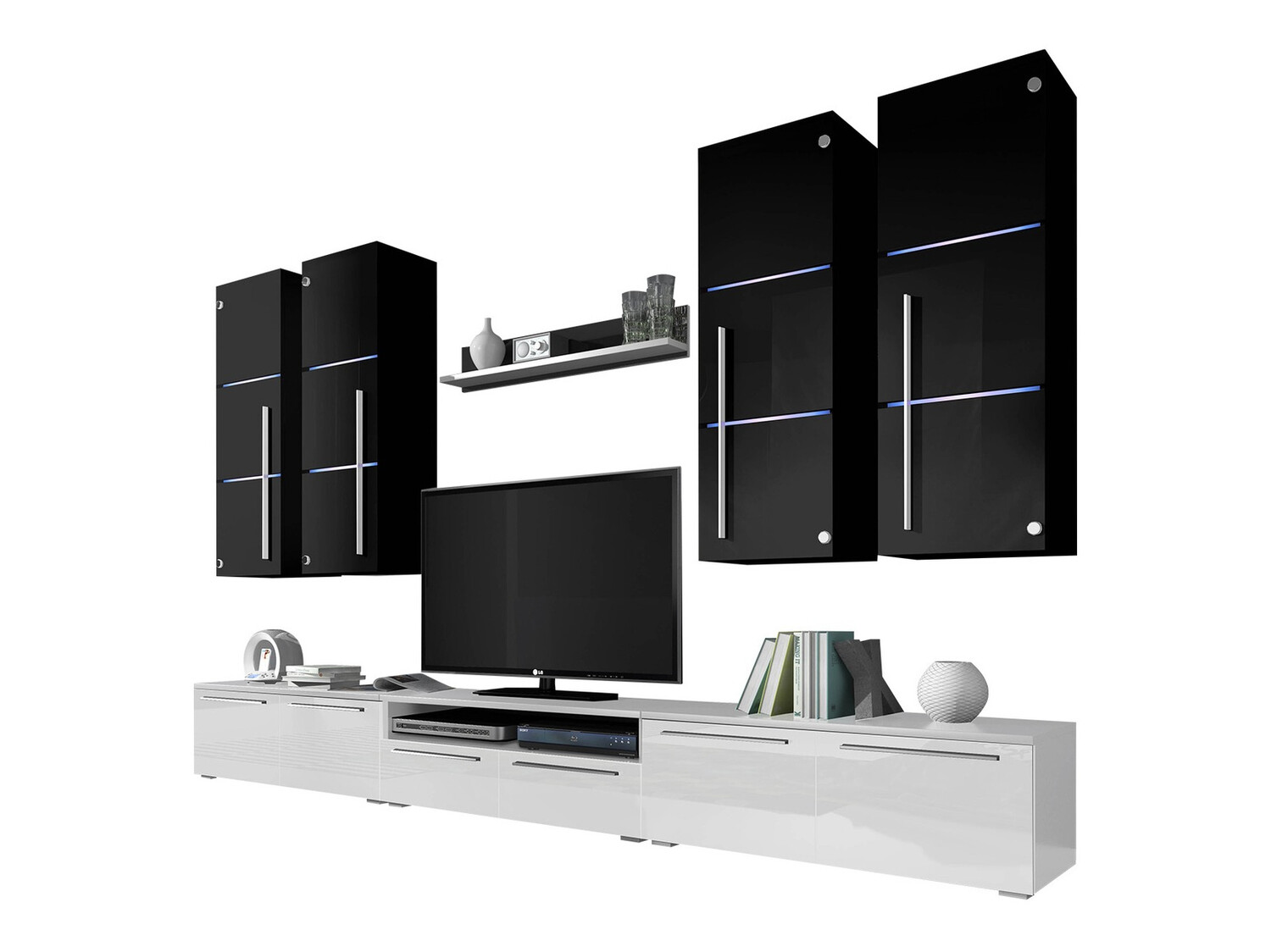 Wohnzimmer-Set Flos (Weiss + Weiss glänzend)