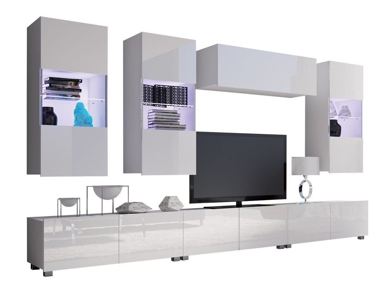 Wohnzimmer-Sets Remus XI (Weiss + Weiss glänzend)